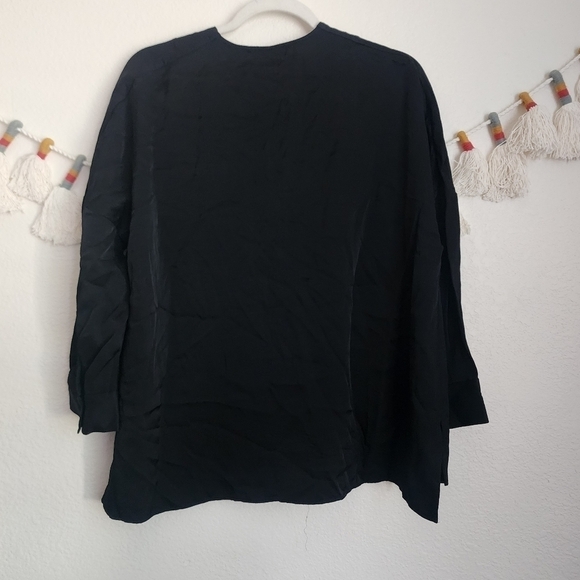Sandro Black Button Down Boxy Viscose Top Business Minimalist Designer Formal 4 - Picture 9 of 13